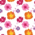 Vector colorful painterly floral seamless pattern background