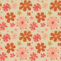 Vector colorful painterly floral seamless pattern on neutral background