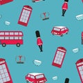 Vector colorful pattern of symbols of London