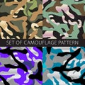 Vector colorful patterns for all seasons. Set of camouflage Vector EPS SEAMLESS KHAKI. military background for army design