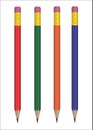 Vector colorful pencil, eraser on the top with golden matalic holder. Royalty Free Stock Photo