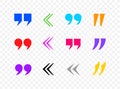 Vector Colorful Quote Marks Collection, Commas, Black Icons Isolated.