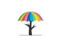 Vector of colorful rainbow umbrella tree