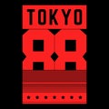 Vector colorful retro illustration on the theme of Tokyo. Stylized vintage typography, poster, print.