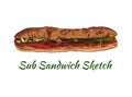 Vector Colorful Sandwich Sketch, Long Sub Sandwich