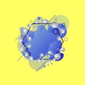 Vector Colorful Scientific Frame, 3D Realistic Objects, Blue Liquid Shape Abstract Background