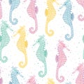 Vector colorful seahorses texture background seamless pattern print Royalty Free Stock Photo