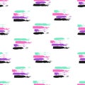 Vector colorful seamless pattern with brush strokes and strokes. Pink violet green black color on white background. Hand Royalty Free Stock Photo