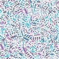 Vector colorful seamless pattern with musical notes and treble c