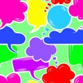 Vector Colorful Seamless Pattern, Talk Bubbles and Thinking Clouds, Different Colors, Bright Illustration Template, Chat Royalty Free Stock Photo