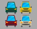 Vector colorful set of four different colors cars isolated from background. Royalty Free Stock Photo