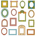 Vector colorful set of frames. Hand drawn cartoon photo frames