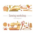 Vector colorful sewing workshop concept Royalty Free Stock Photo