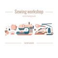 Vector colorful sewing workshop concept. Royalty Free Stock Photo