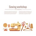 Vector colorful sewing workshop concept. Royalty Free Stock Photo