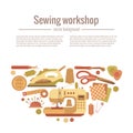 Vector colorful sewing workshop concept Royalty Free Stock Photo