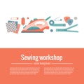 Vector colorful sewing workshop concept Royalty Free Stock Photo