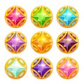 Vector colorful shiny round golden amulets Royalty Free Stock Photo