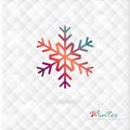 Vector colorful snowflake on winter background of