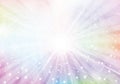 Vector  colorful sparkling background with radial rays, lights and stars. Unicorn background Royalty Free Stock Photo