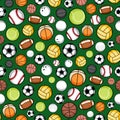 Vector sport balls seamless pattern or background Royalty Free Stock Photo