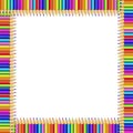 Vector colorful square frame made of pencils on white background Royalty Free Stock Photo