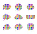 Vector Colorful Talk Bubbles, Multicolor Tile Texture, Speech Frames Isolated.