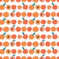 Vector colorful tasty trendy peaches seamless pattern on light background. Royalty Free Stock Photo