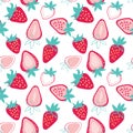 Vector colorful tasty trendy strawberries seamless pattern on light background. Royalty Free Stock Photo