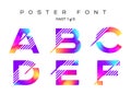 Vector Colorful Typeset. Blue, Pink, Purple Neon Colors.