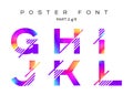 Vector Colorful Typeset. Blue, Pink, Purple Neon Colors.