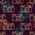 Vector colorful vintage seamless pattern with retro cameras