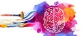 Vector colorful watercolor brain, creativity concept illustration