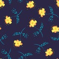 Vector Colorful Watercolor Floral Doodle seamless pattern background. Perfect for fabric, scrapbooking and wallpaper