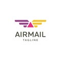 Vector Colorful Wings Airmail Travel Logo Emblem Design Royalty Free Stock Photo