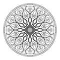 Vector coloring book for adult. Page for relax and meditation. Black and white mandala pattern with ethnic indian mehndi ornament Royalty Free Stock Photo