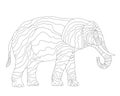 Vector coloring book for children and adults with an elephant. African savannah elephants are the largest land mammals. The study Royalty Free Stock Photo