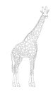 Vector coloring book for children and adults with a giraffe.Tall animal with a long neck. A beautiful pattern of spots on the body Royalty Free Stock Photo