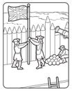 Vector Coloring Book Page, British Flag, Soldiers,