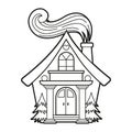 Vector coloring for children. Illustration of single thin line art house