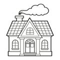 Vector coloring for children. Illustration of single thin line art house