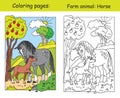 Vector coloring and color for children Horse Royalty Free Stock Photo