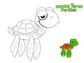 Vector Coloring The Cute Cartoon Turtle. Educational Game for Kids. Vector Illustration With Cartoon Style Funny Sea Animal Royalty Free Stock Photo