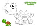 Vector Coloring The Cute Cartoon Turtle. Educational Game for Kids. Vector Illustration With Cartoon Style Funny Sea Animal Royalty Free Stock Photo