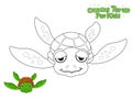 Vector Coloring The Cute Cartoon Turtle. Educational Game for Kids. Vector Illustration With Cartoon Style Funny Sea Animal Royalty Free Stock Photo