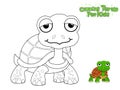 Vector Coloring The Cute Cartoon Turtle. Educational Game for Kids. Vector Illustration With Cartoon Style Funny Sea Animal Royalty Free Stock Photo