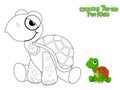 Vector Coloring The Cute Cartoon Turtle. Educational Game for Kids. Vector Illustration With Cartoon Style Funny Sea Animal Royalty Free Stock Photo