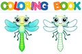 Vector coloring Insect for children coloring book. Funny dragonfly in a cartoon style