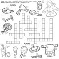 Vector colorless crossword, education game about bathroom Royalty Free Stock Photo