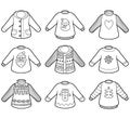 Vector colorless set of sweaters